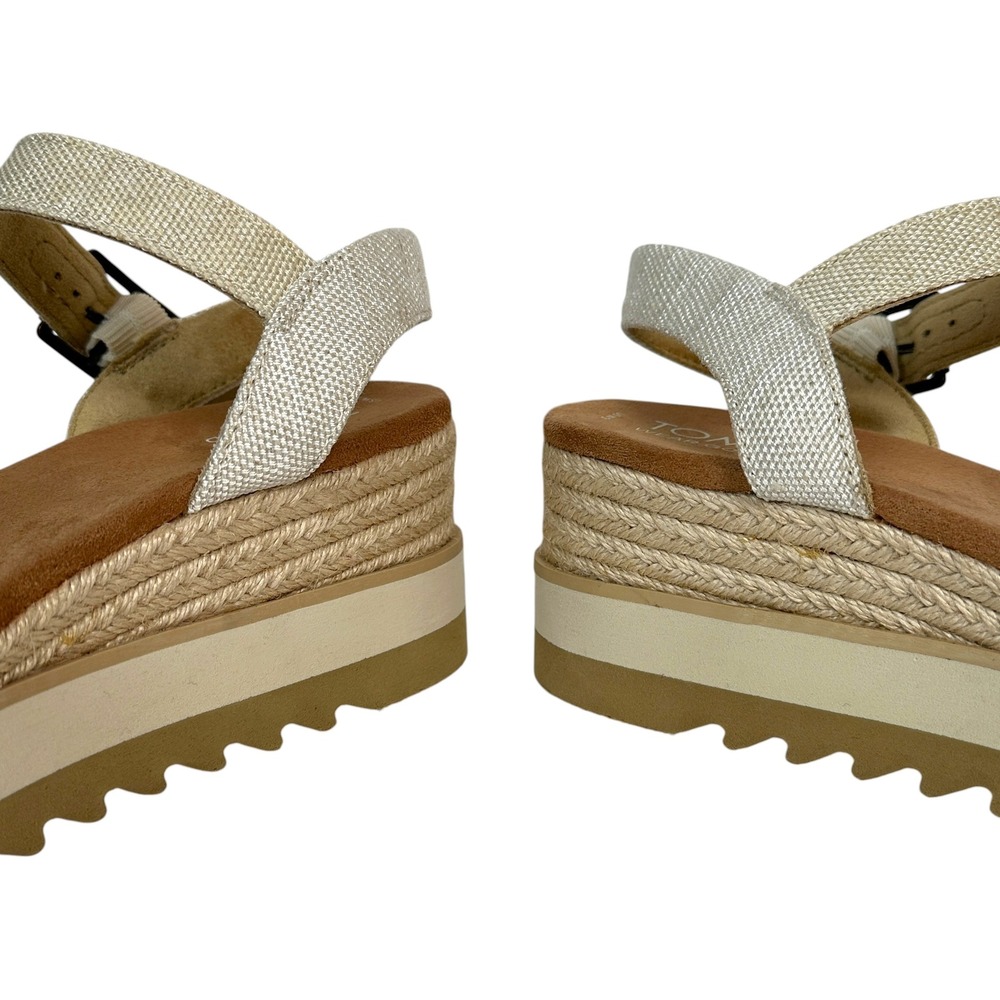 Toms Sandals Shoes Diana Espadrille Wedge Platform Sawtooth Sole Gold 9 Boho - Picture 9 of 12